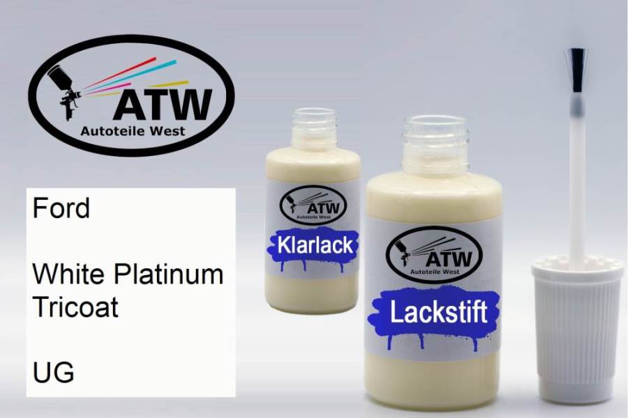 Ford, White Platinum Tricoat, UG: 20ml Lackstift + 20ml Klarlack - Set, von ATW Autoteile West.